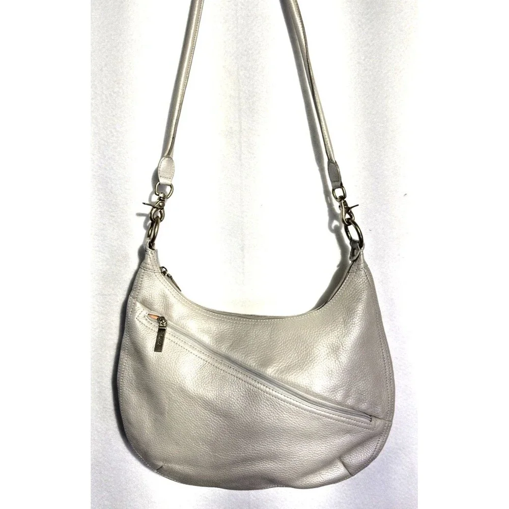 HOBO INTERNATIONAL FROST METALLIC LEATHER CONVERTIBLE CROSSBODY BAG ZIP TOP $298
